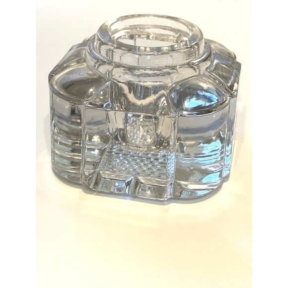 Antique British Art Deco Crystal Inkwell Set Of 2 - Picture 10 of 13